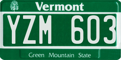 VT license plate YZM603