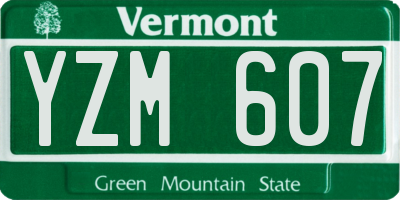 VT license plate YZM607
