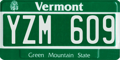 VT license plate YZM609