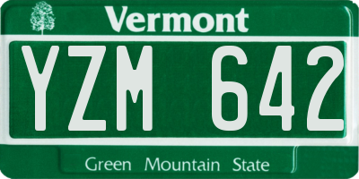 VT license plate YZM642