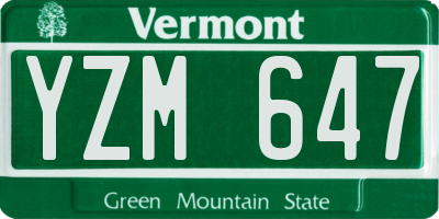 VT license plate YZM647