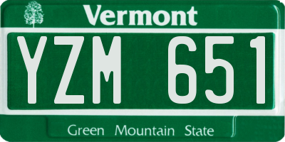 VT license plate YZM651