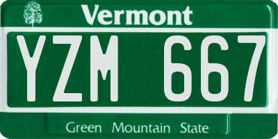 VT license plate YZM667