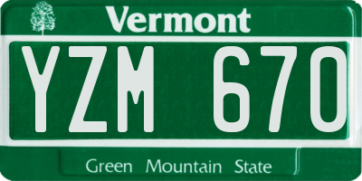 VT license plate YZM670