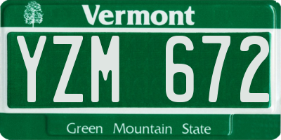 VT license plate YZM672
