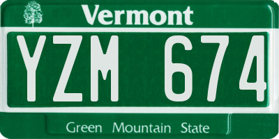 VT license plate YZM674
