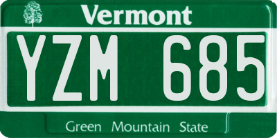 VT license plate YZM685