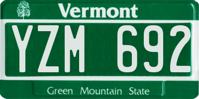 VT license plate YZM692
