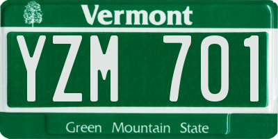 VT license plate YZM701
