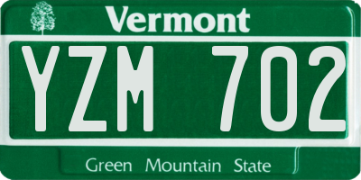 VT license plate YZM702
