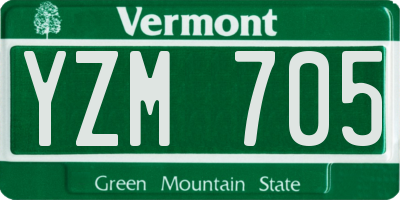 VT license plate YZM705