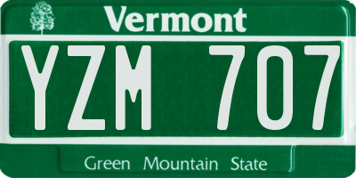 VT license plate YZM707