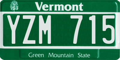 VT license plate YZM715