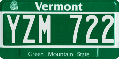 VT license plate YZM722