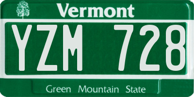 VT license plate YZM728