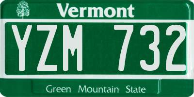 VT license plate YZM732