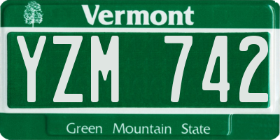 VT license plate YZM742