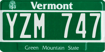 VT license plate YZM747