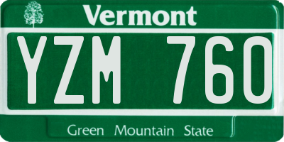 VT license plate YZM760