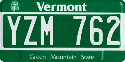 VT license plate YZM762