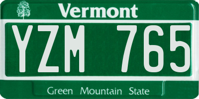 VT license plate YZM765