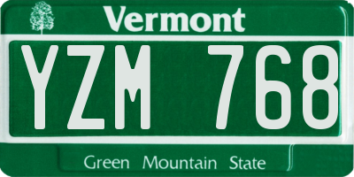 VT license plate YZM768