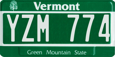 VT license plate YZM774