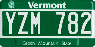 VT license plate YZM782