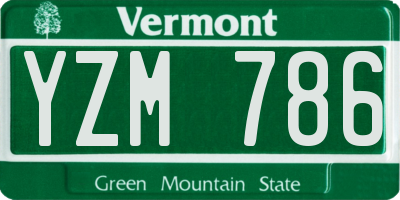 VT license plate YZM786