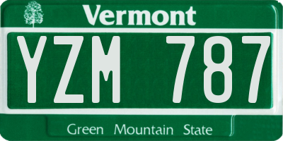 VT license plate YZM787