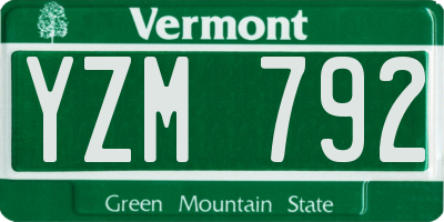 VT license plate YZM792
