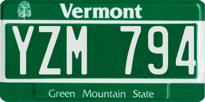 VT license plate YZM794