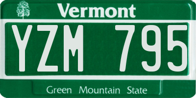 VT license plate YZM795