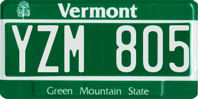 VT license plate YZM805