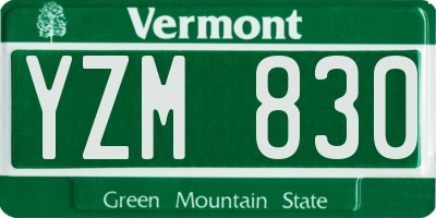 VT license plate YZM830