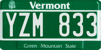 VT license plate YZM833