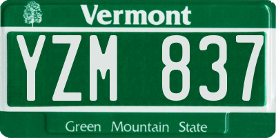 VT license plate YZM837