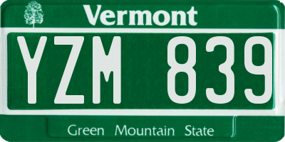 VT license plate YZM839