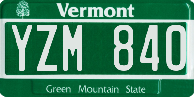 VT license plate YZM840