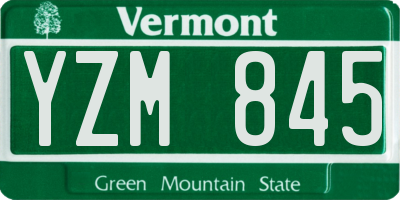 VT license plate YZM845