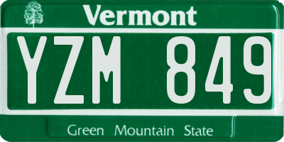 VT license plate YZM849
