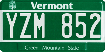 VT license plate YZM852