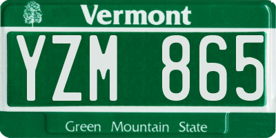 VT license plate YZM865