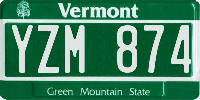 VT license plate YZM874