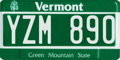 VT license plate YZM890