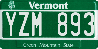 VT license plate YZM893