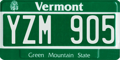VT license plate YZM905