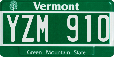 VT license plate YZM910