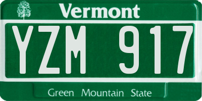 VT license plate YZM917