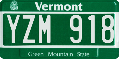 VT license plate YZM918